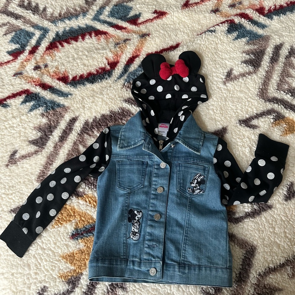 Little girls lined Denim Minnie Mouse Jacket